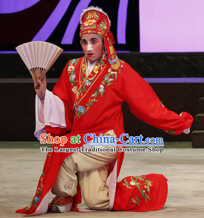 Nao Chai Chinese Guangdong Opera Playboy Apparels Costumes and Headwear Traditional Cantonese Opera Clown Garment Childe Hu Lian Clothing