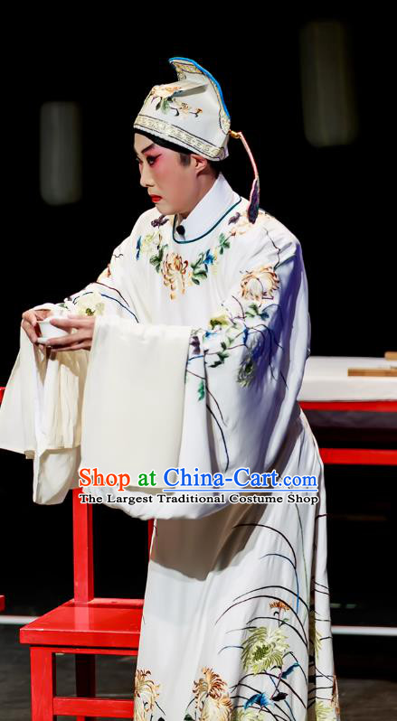 Fu Shi San Sheng Meng Chinese Guangdong Opera Scholar Apparels Costumes and Headwear Traditional Cantonese Opera Xiaosheng Garment Niche Clothing