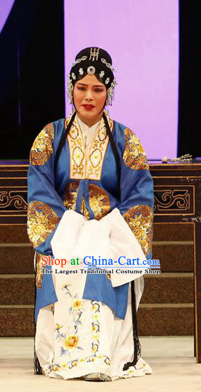 Chinese Cantonese Opera Middle Age Woman Garment Nao Chai Costumes and Headdress Traditional Guangdong Opera Dame Apparels Mother Dress