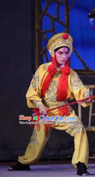 Milky Way Lovers Chinese Guangdong Opera Warrior Apparels Costumes and Headwear Traditional Cantonese Opera Wusheng Garment Soldier Clothing