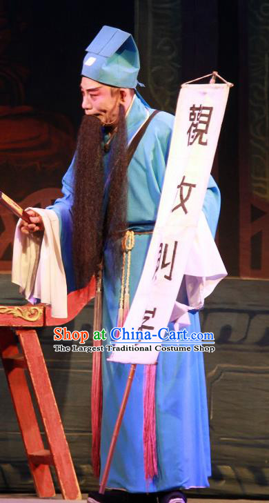 Fifteen Strings of Cash Chinese Guangdong Opera Fortuneteller Apparels Costumes and Headwear Traditional Cantonese Opera Elderly Male Garment Laosheng Clothing