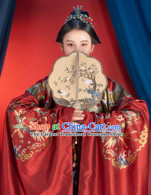 Chinese Traditional Ming Dynasty Wedding Embroidered Apparels Ancient Noble Woman Hanfu Dress Bride Historical Costumes Complete Set