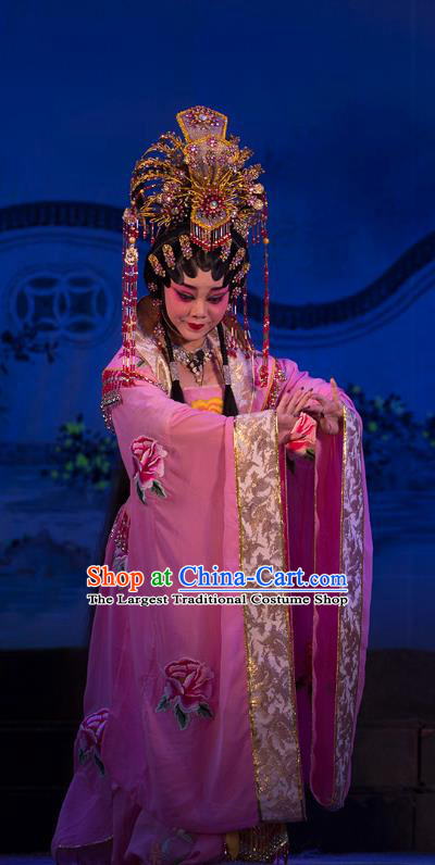 Chinese Cantonese Opera Empress Garment Wu Suo Dong Gong Costumes and Headdress Traditional Guangdong Opera Young Woman Apparels Queen Dress