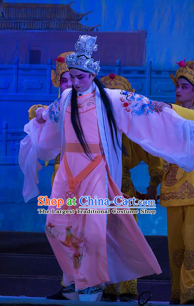 Wu Suo Dong Gong Chinese Guangdong Opera Xiaosheng Wen Xi Apparels Costumes and Headwear Traditional Cantonese Opera Prince Garment Niche Clothing