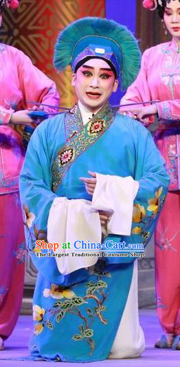 San Kan Yu Mei Chinese Guangdong Opera Young Male Feng Jiajin Apparels Costumes and Headwear Traditional Cantonese Opera Xiaosheng Garment Niche Clothing