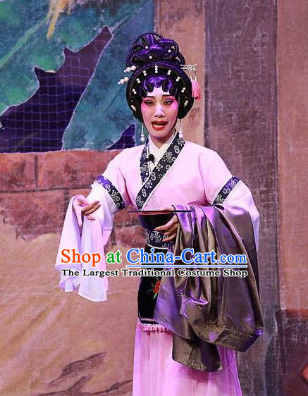 Chinese Cantonese Opera Young Mistress Garment Costumes and Headdress Traditional Guangdong Opera Actress Apparels Country Woman Dress