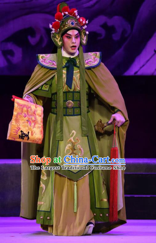 Pan Maoming Chinese Guangdong Opera General Sun Biaohu Apparels Costumes and Headwear Traditional Cantonese Opera Martial Male Garment Wusheng Clothing