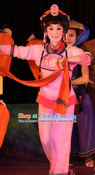 Chinese Cantonese Opera Village Girl Garment Dan Jia Nv Costumes and Headdress Traditional Guangdong Opera Fisher Maiden Apparels Young Lady Shui Mei Dress