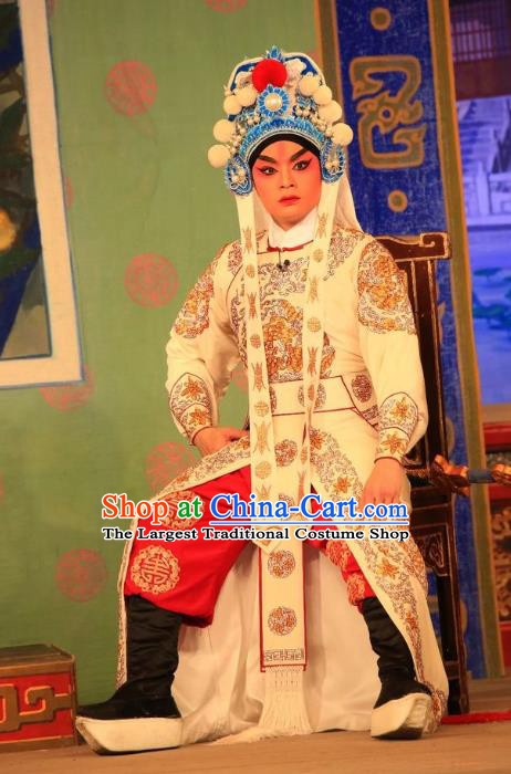 Xu Jiujing Chinese Guangdong Opera Martial Male Liu Yu Apparels Costumes and Headwear Traditional Cantonese Opera Wusheng Garment Swordsman Clothing