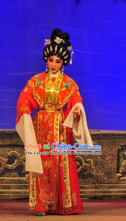 Chinese Cantonese Opera Young Beauty Garment Unhappy Marriage Costumes and Headdress Traditional Guangdong Opera Hua Tan Apparels Actress Dress