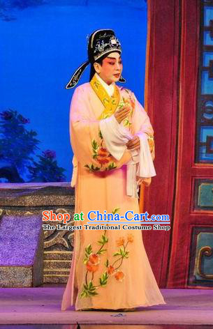 Unhappy Marriage Chinese Guangdong Opera Xiaosheng Apparels Costumes and Headwear Traditional Cantonese Opera Scholar Garment Niche Clothing