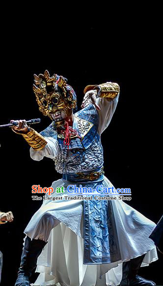 Chinese Traditional Stage Performance Warrior Apparels Costumes Historical Drama The Prince of Lanling Ancient Swordsman Garment Soldier Armor Clothing and Headwear