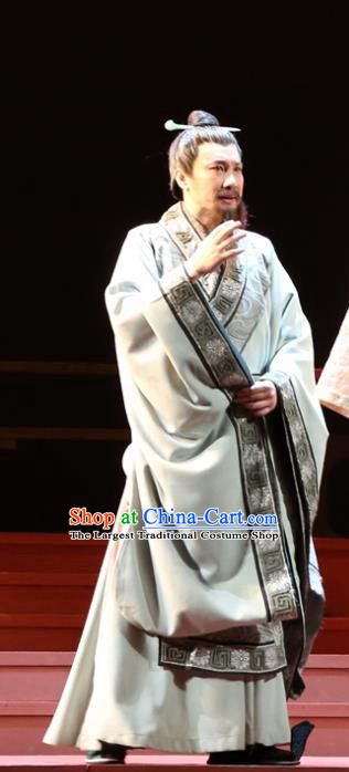 Chinese Traditional Han Dynasty Official Lu Jia Clothing Stage Performance Historical Drama King of Nanyue Apparels Costumes Ancient Envoy Garment and Headwear