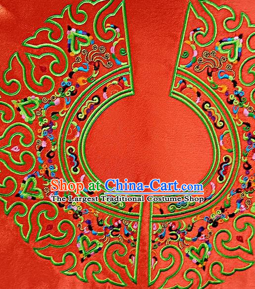 Chinese Traditional Ethnic Embroidered Red Patch Decoration Embroidery Applique Craft Embroidered Accessories