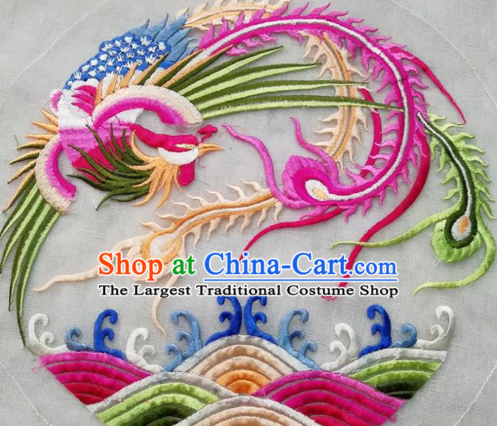 Chinese Traditional Embroidered Phoenix Peony Round Patch Cloth Decoration Embroidery Craft Embroidered Accessories