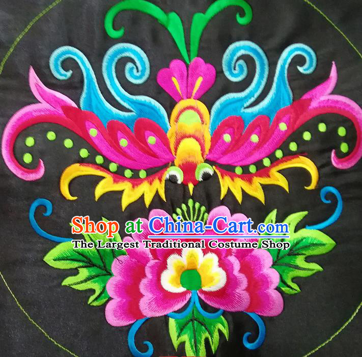 Chinese Traditional Embroidered Butterfly Flowers Pattern Cloth Patch Decoration Embroidery Craft Embroidered Accessories