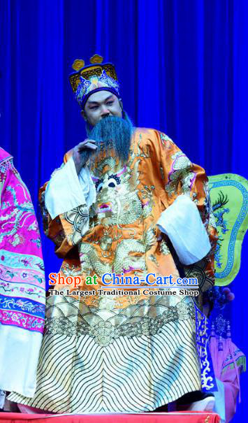 Bei Mang Mountain Chinese Sichuan Opera Lord Apparels Costumes and Headpieces Peking Opera Highlights Elderly Male Garment Emperor Zhouxiang Clothing