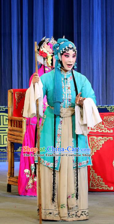 Chinese Sichuan Highlights Opera Young Mistress Garment Costumes and Headdress San Ping Cu Traditional Peking Opera Actress Dress Diva Zhu Xiuying Apparels