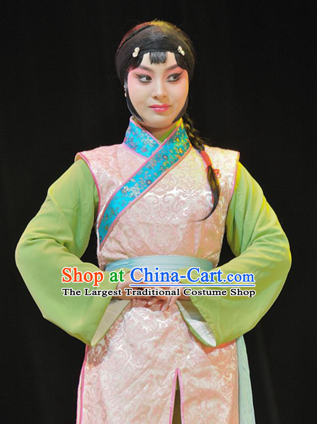 Chinese Sichuan Highlights Opera Maid Lady Garment Costumes and Headdress Legend of Chen Mapo Traditional Peking Opera Servant Girl Dress Apparels