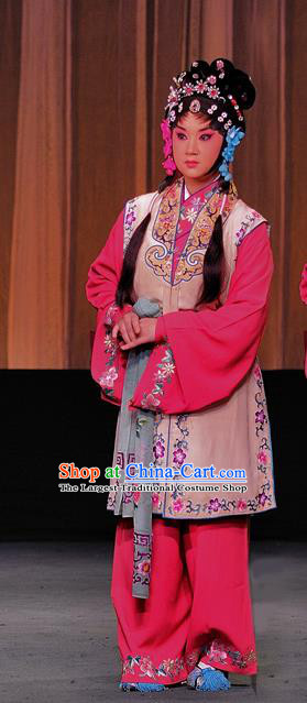 Chinese Sichuan Highlights Opera Young Lady Garment Costumes and Headdress The Romance of Hairpin Traditional Peking Opera Servant Girl Dress Actress Apparels