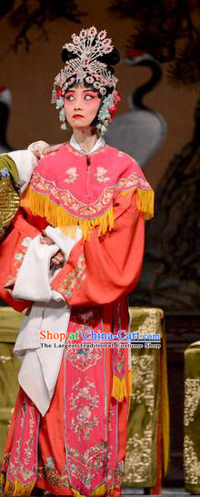 Chinese Hebei Clapper Opera Diva Liang Fengying Garment Costumes and Headdress He Feng Qun Traditional Bangzi Opera Young Lady Rosy Dress Actress Apparels