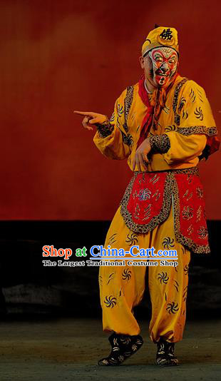 The Mountain of Fire Chinese Sichuan Opera Sun Wukong Apparels Costumes and Headpieces Peking Opera Highlights Monkey King Garment Monk Clothing