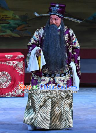 Xue Gang Fan Tang Chinese Bangzi Opera Laosheng Apparels Costumes and Headpieces Traditional Hebei Clapper Opera Official Garment Elderly Male Xu Ce Clothing