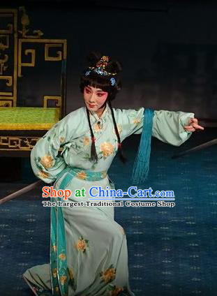 Chinese Hebei Clapper Opera Young Lady Garment Costumes and Headdress Tai Cheng Liu Traditional Bangzi Opera Hua Tan Dress Actress Apparels