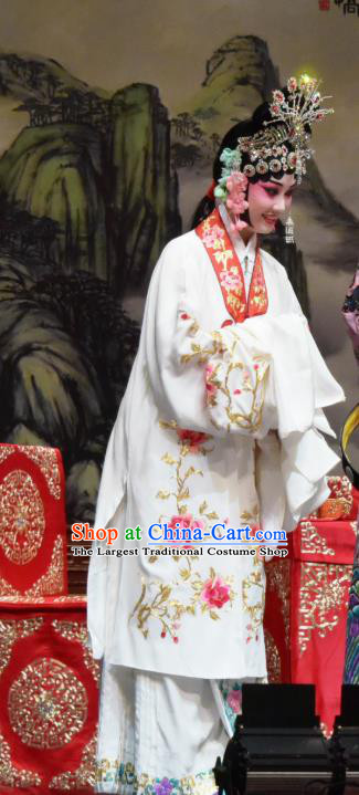 Chinese Hebei Clapper Opera Young Beauty Garment Costumes and Headdress Xiao Yan Traditional Bangzi Opera Actress Dress Diva Diao Chan Apparels