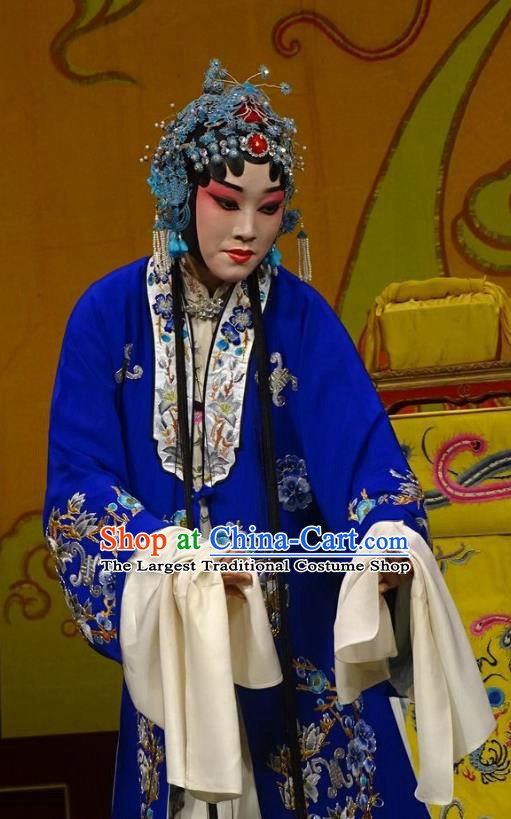 Chinese Hebei Clapper Opera Hua Tan Garment Costumes and Headdress Chun Qiu Bi Traditional Bangzi Opera Diva Gu Fengying Dress Dame Apparels