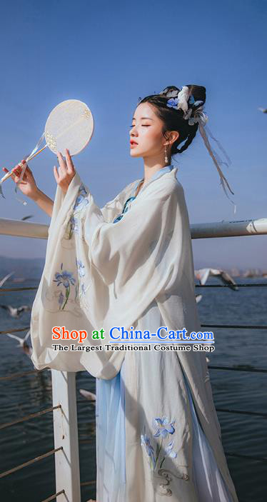 Chinese Ancient Nobility Lady Embroidered Hanfu Dress Apparels Traditional Tang Dynasty Palace Princess Historical Costumes for Rich Women