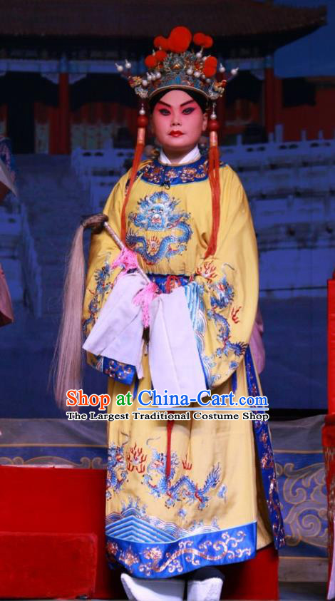 Zhong Bao Guo Chinese Bangzi Opera Figurant Apparels Costumes and Headpieces Traditional Shanxi Clapper Opera Eunuch Garment Clothing