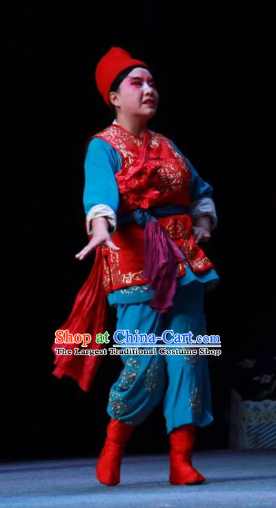 Sedan Chair Lift Chinese Bangzi Opera Hamal Apparels Costumes and Headpieces Traditional Shanxi Clapper Opera Young Male Garment Bearer Clothing