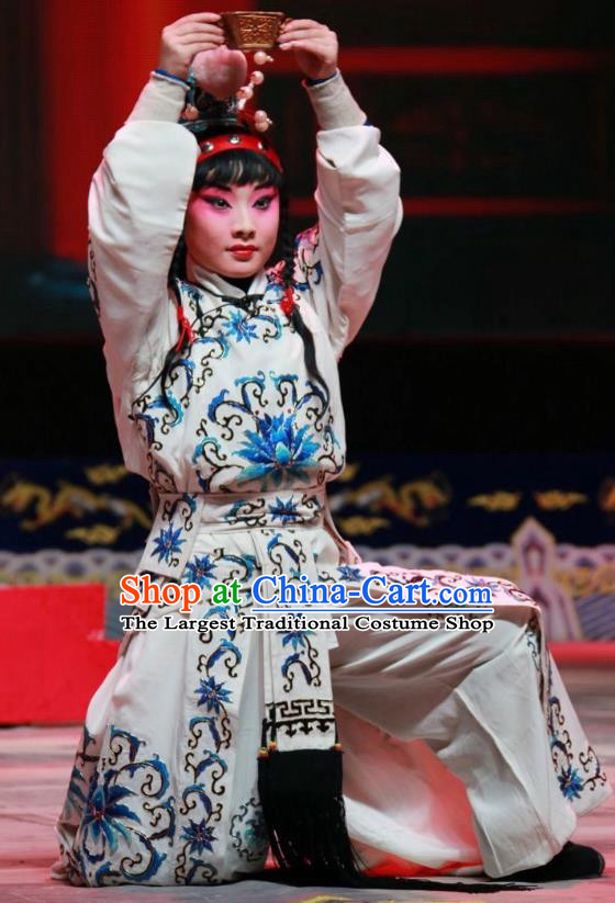 Women General of Yang Family Chinese Bangzi Opera Young Boy Apparels Costumes and Headpieces Traditional Shanxi Clapper Opera Wa Wa Sheng Garment Yang Wenguang Clothing