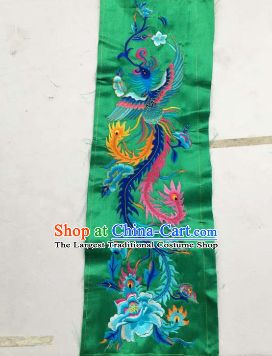 Chinese Traditional Embroidered Phoenix Peony Green Patch Decoration Embroidery Applique Craft Embroidered Dress Accessories