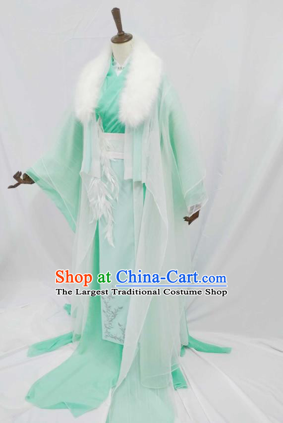 Top Chinese Cosplay Prince Noble Childe Costume Ancient Swordsman Green Clothing for Men