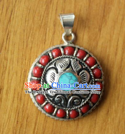 Chinese Traditional Tibetan Nationality Jewelry Accessories Decoration Zang Ethnic Handmade Necklace Pendant for Women