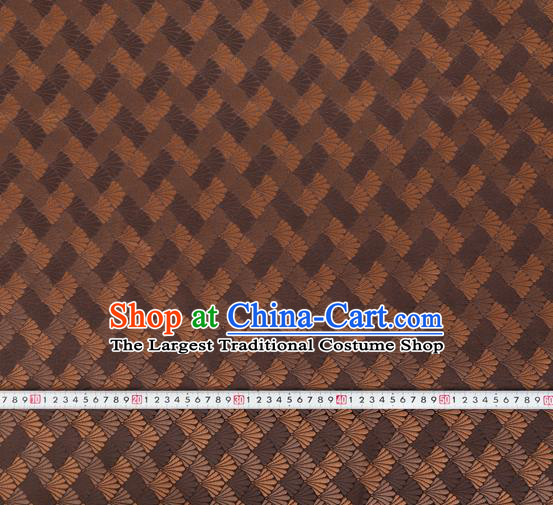 Chinese Traditional Shell Pattern Design Brown Brocade Silk Fabric Tapestry Material Asian DIY Hanfu Dress Satin Damask