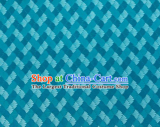 Chinese Traditional Shell Pattern Design Blue Brocade Silk Fabric Tapestry Material Asian DIY Hanfu Dress Satin Damask