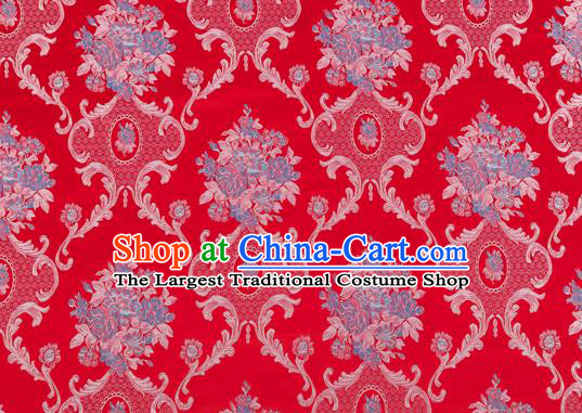 Chinese Classical Pattern Design Red Brocade Silk Fabric Tapestry Material Asian Traditional DIY Tang Suit Satin Damask