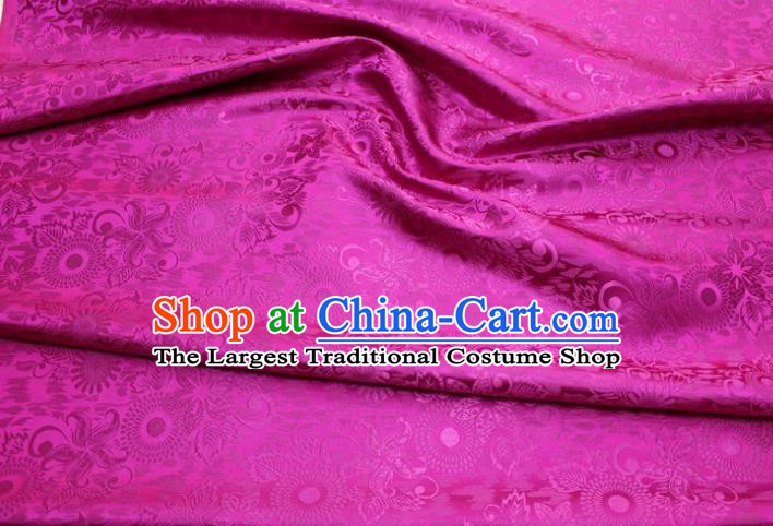 Chinese Classical Sunflowers Pattern Design Rosy Brocade Silk Fabric Tapestry Material Asian Traditional DIY Mongolian Clothing Satin Damask