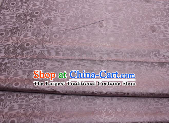 Chinese Classical Sunflowers Pattern Design Lilac Brocade Silk Fabric Tapestry Material Asian Traditional DIY Mongolian Clothing Satin Damask