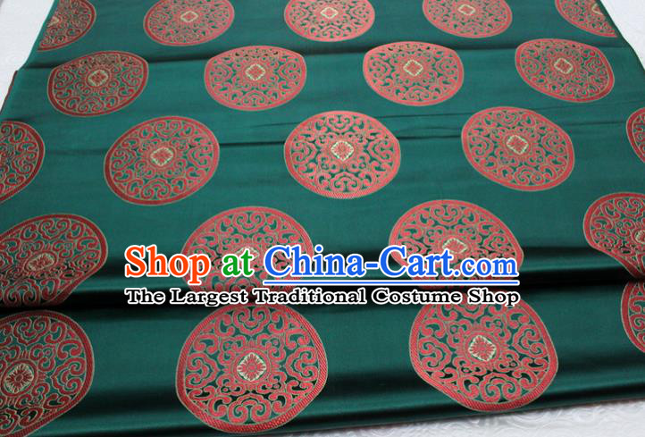 Chinese Tang Suit Classical Round Pattern Design Green Brocade Asian Traditional Tapestry Material DIY Satin Damask Mongolian Robe Silk Fabric