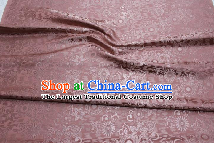 Chinese Classical Sunflowers Pattern Design Brownish Pink Brocade Silk Fabric Tapestry Material Asian Traditional DIY Mongolian Clothing Satin Damask