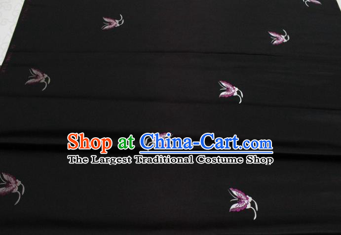 Chinese Classical Butterfly Dragons Pattern Design Black Brocade Silk Fabric DIY Satin Damask Asian Traditional Mongolian Robe Tapestry Material