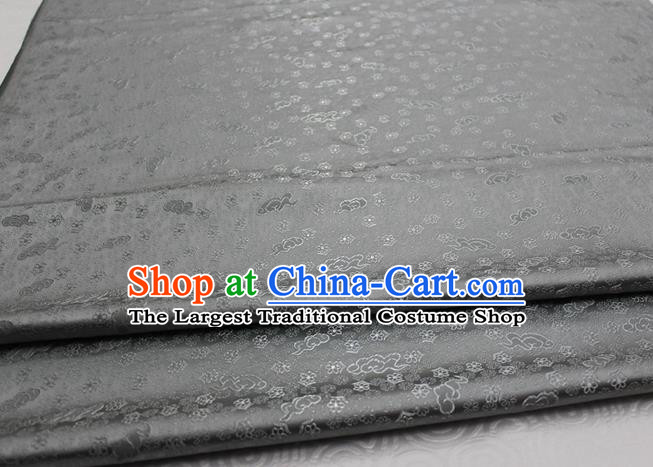 Chinese Classical Cloud Blossom Pattern Design Gray Brocade Mongolian Robe Asian Traditional Tapestry Material Silk Fabric DIY Satin Damask