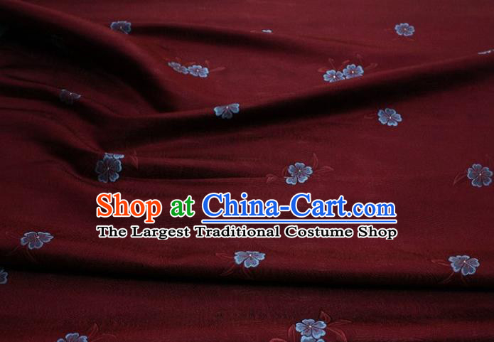 Chinese Classical Blossom Pattern Design Purplish Red Brocade Silk Fabric DIY Satin Damask Asian Traditional Qipao Dress Tapestry Material