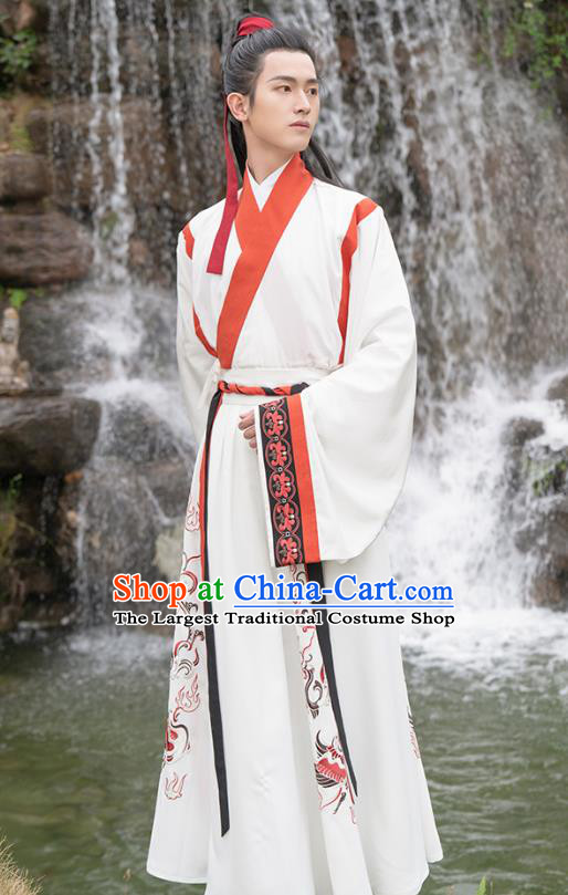 Traditional Chinese Jin Dynasty Scholar Hanfu Apparels Ancient Noble Childe Shirt and Skirt Historical Costumes Full Set for Men