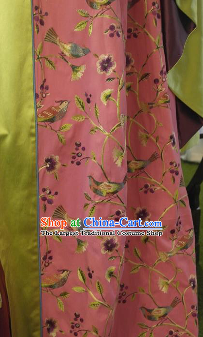 Top Quality Chinese Classical Flowers Birds Pattern Embroidered Cotton Material Asian Traditional Curtain Cloth Fabric