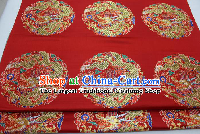 Chinese Mongolian Robe Classical Dragon Pattern Design Red Brocade Asian Traditional Tapestry Material DIY Satin Damask Silk Fabric